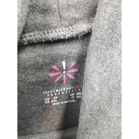 Isaac Mizrahi Live! Top Womens 2X Gray Knit Long Sleeve Turtleneck High Low Slit - Picture 7 of 8